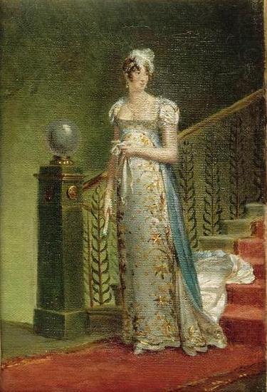 Portrait of Caroline Murat descending the staircase of elysee Palace., Francois Pascal Simon Gerard